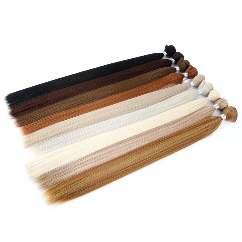 JN043 - Straight Bundles Salon Natural Extensions Fake Fibers Super Long Synthetic Yaki Straight Weaving Full to End