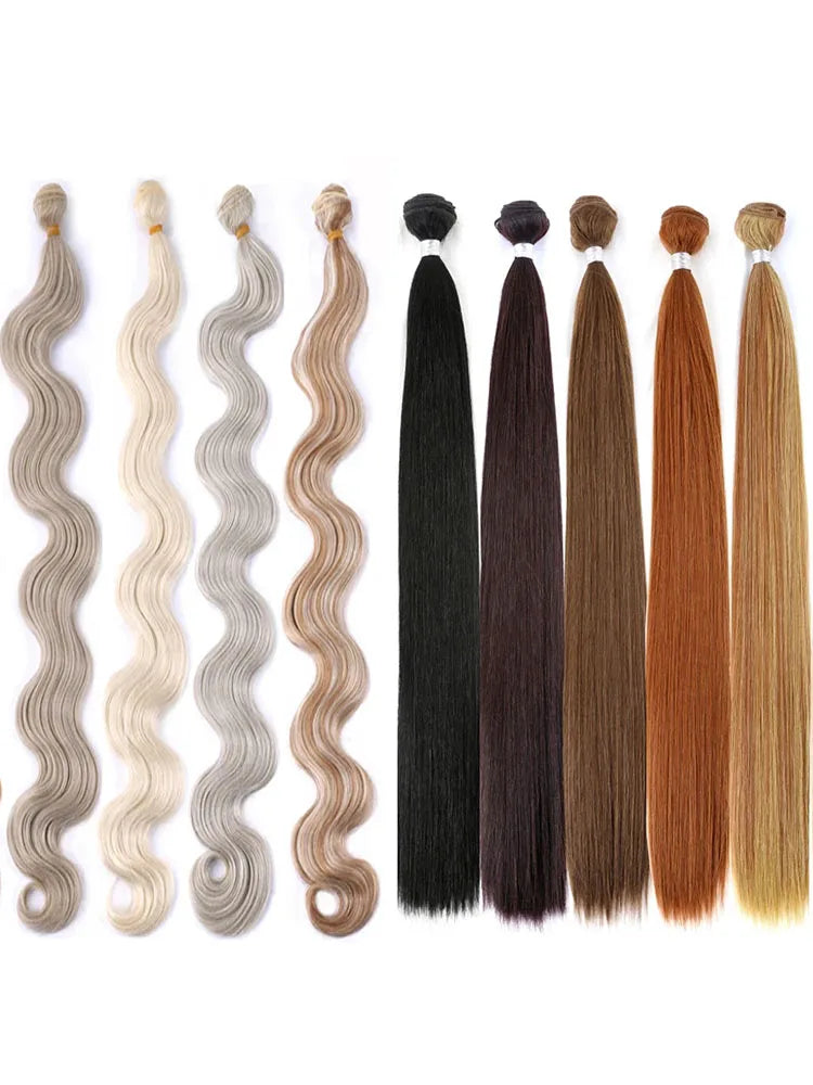 JN050 - Fiber Weaving Synthetic Straight Women Straight Pony Bundles Braids Bundles Weaving Fake Yaki Straight