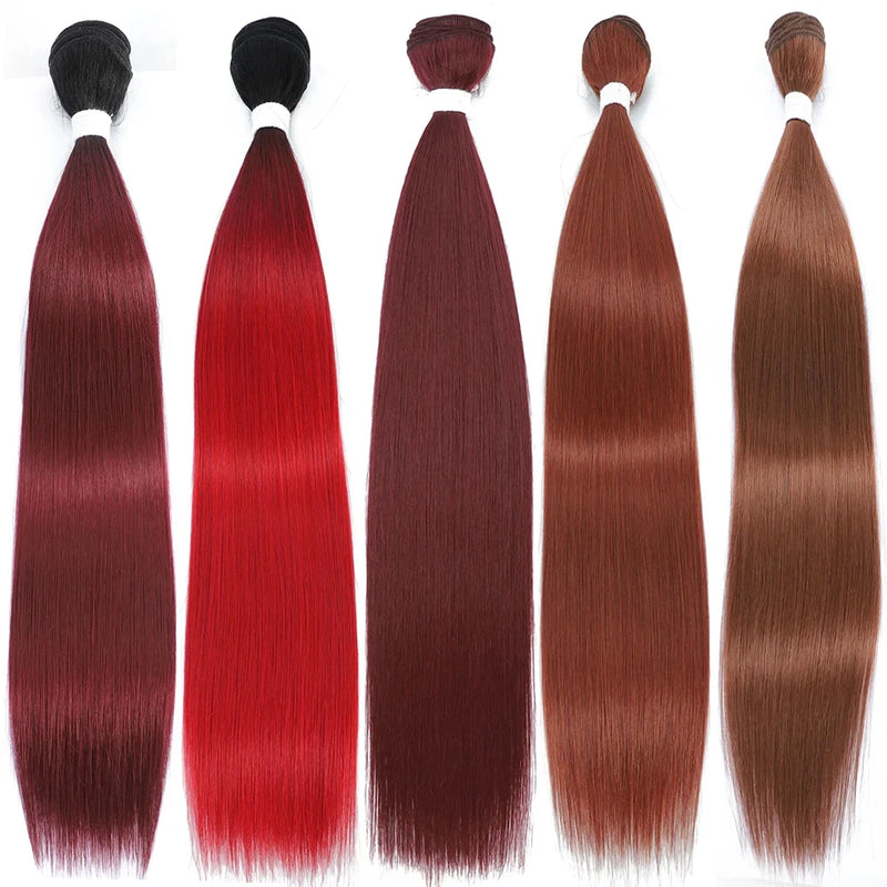 JN040 - Fiber 26 Inch Straight Extensions Ombre Bundles Heat Resistant Fiber Weaving Synthetic Straight