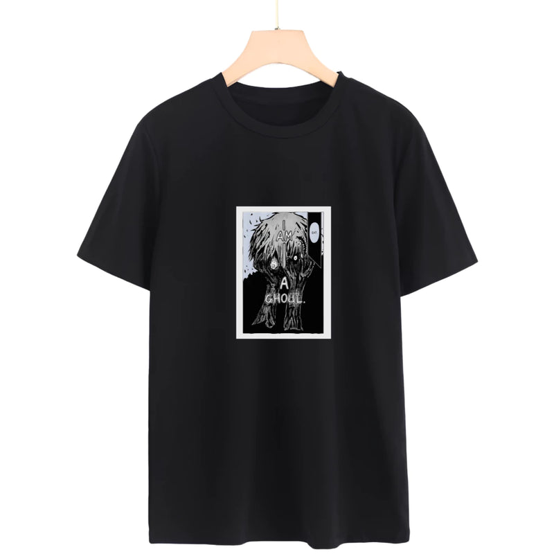 Camiseta 100% Algodão Anime Tokyo Ghoul Ken Kaneki Harajuku Camisa Masculina T-Shirt Feminina